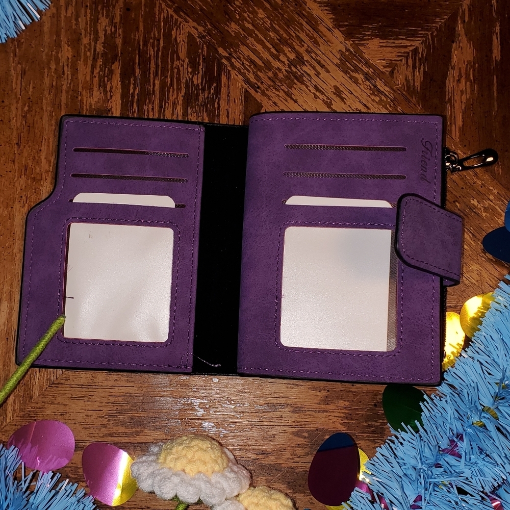 Vibrant Purple Faux Leather Small Wallet - Picture 3 of 7